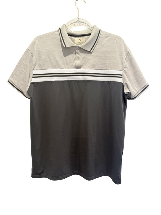 Scott James Other - Men's Two-Tone Gray Short-Sleeve Polo with Chest Stripe